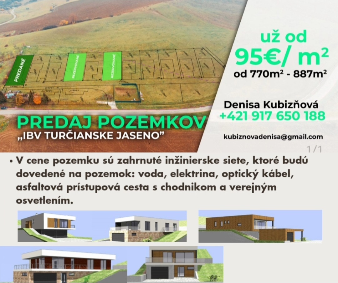 Pozemky pre rodinné domy ,,IBV Turčianske Jaseno,,